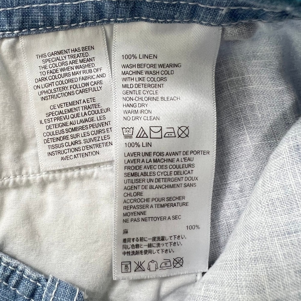 Tommy Bahama Sea Glass Linen Shorts Women's 8 Blue Chambray Bermuda 5 Inch - Picture 6 of 10